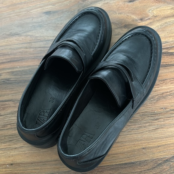 ZARA leather loafers sz 8.5 - Picture 3 of 6